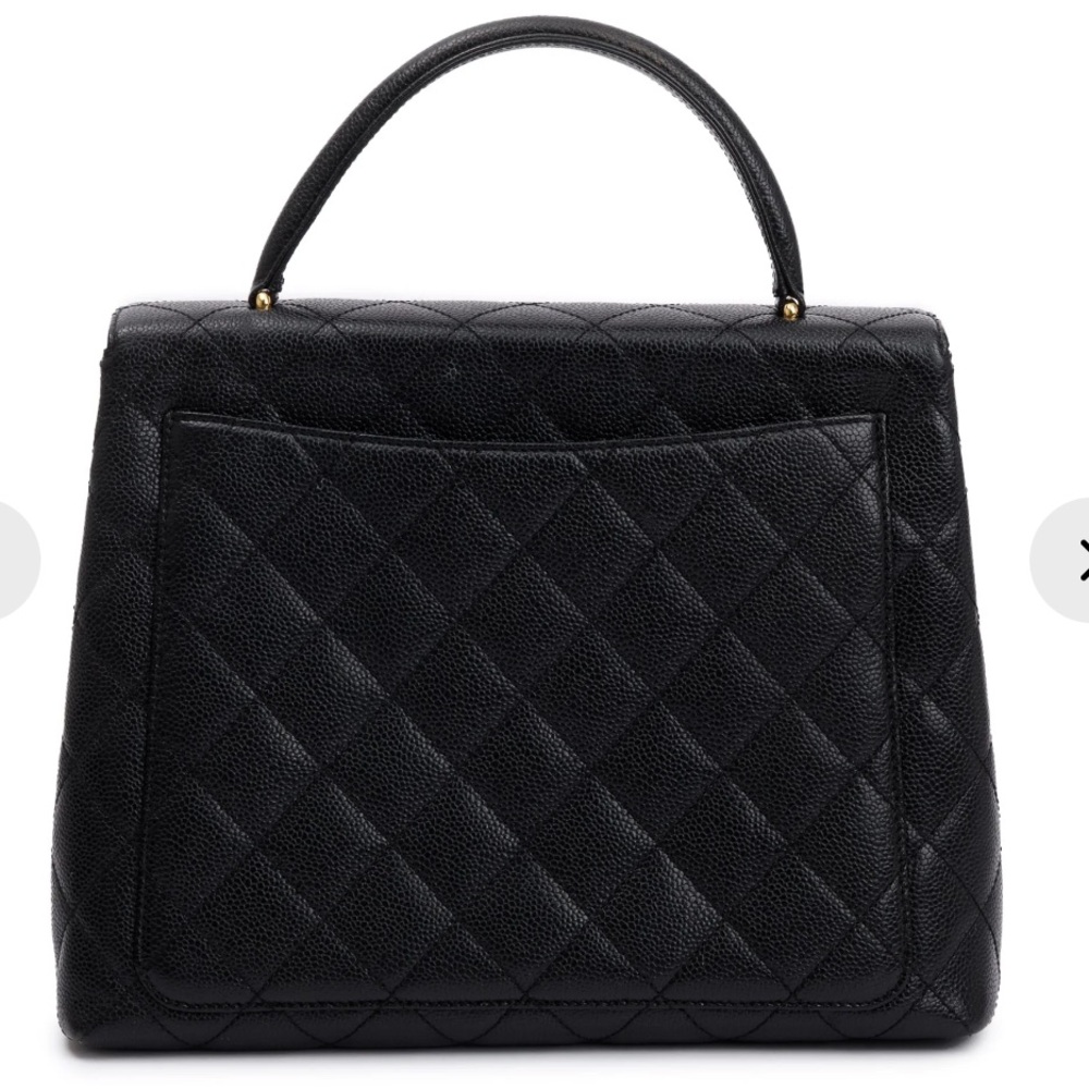 CHANEL Black Quilted Caviar Leather Jumbo Kelly Top Handle Flap Bag 24K GHW - Picture 3 of 9